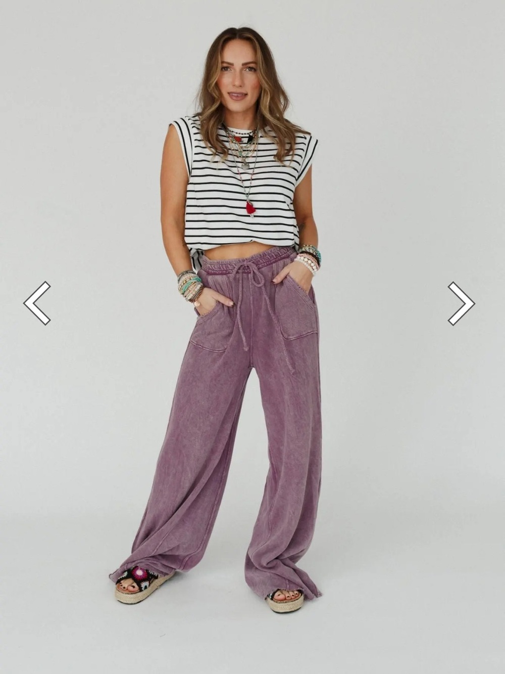 Women's Wide-Leg Drawstring Pants in Dusty Purple